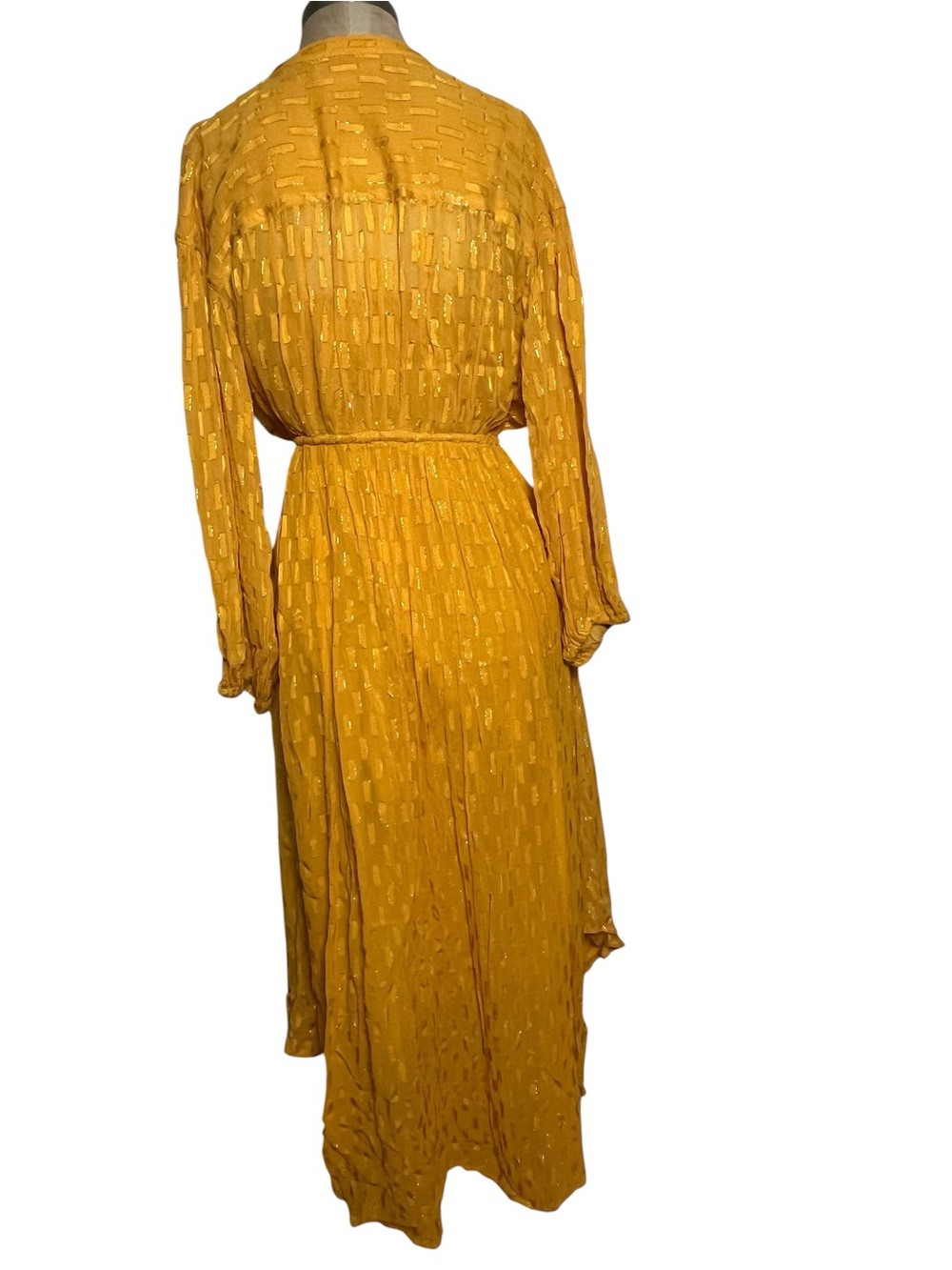 By Anthropologie Allene Shimmer Maxi Dress Marigold Gold Metallic Small - Picture 8 of 13
